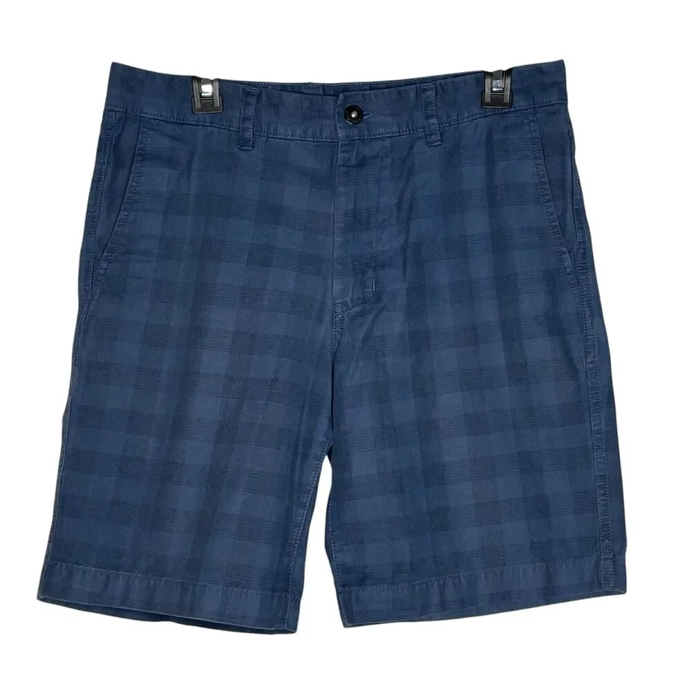 North Face Blue Shorts Men’s 32 Rockaway Hiking Walking Glen Check Pattern